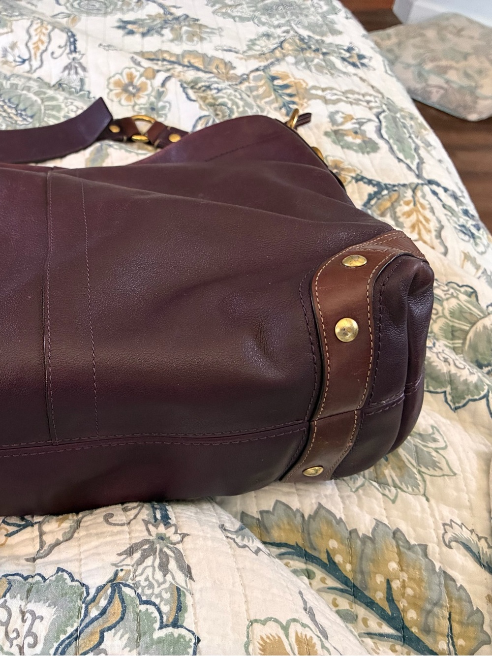 Authentic Coach Carly Y2K Maroon / Brown Leather Slouchy Hobo Shoulder Bag - Picture 5 of 9